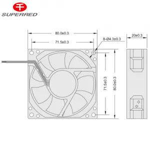Custom 150g DC Cooler Fan Ball Bearing Or Sleeve Bearing 80x80x20 พัดลมเย็น